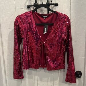 NWT Express Tie Front Sequined Cardigan Size XS
